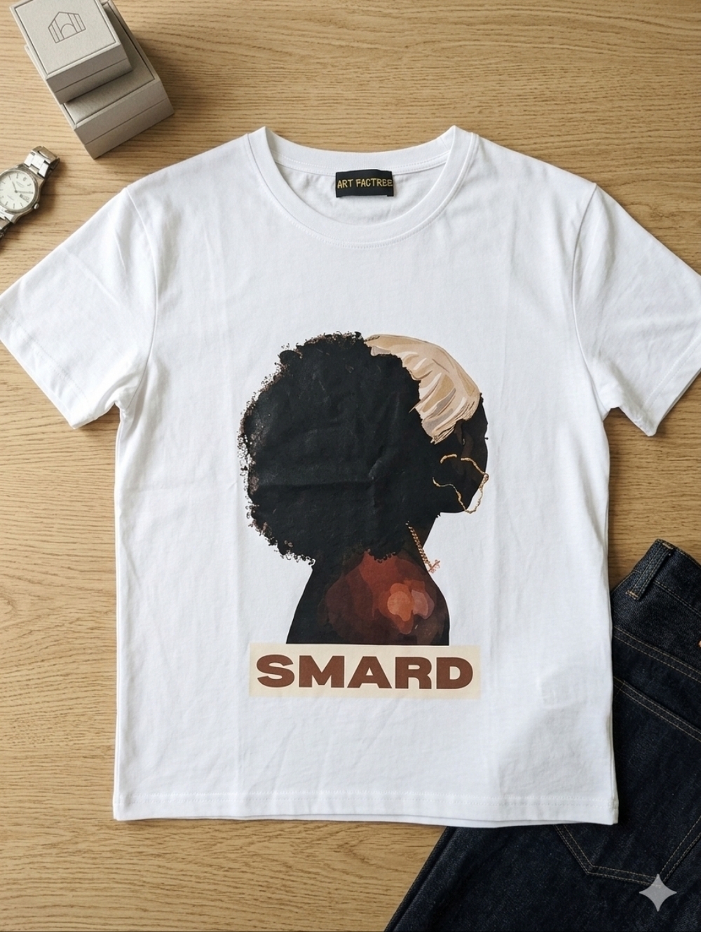 ART FACTREE SMARD L Graphic Tee‎ White Afrocentric Urban Streetwear New WOT